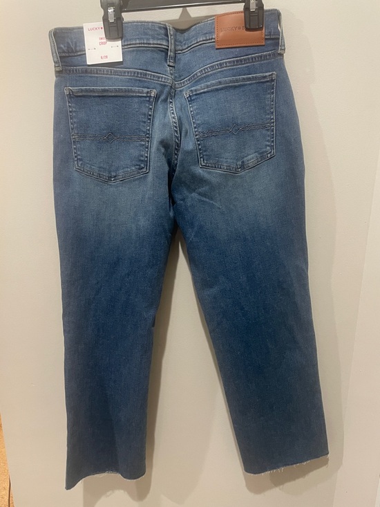 Lucky Brand Sweet Crop Blue Cropped Straight Jeans with Raw Hem - Picture 3 of 4